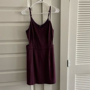 Faux velvet maroon dress